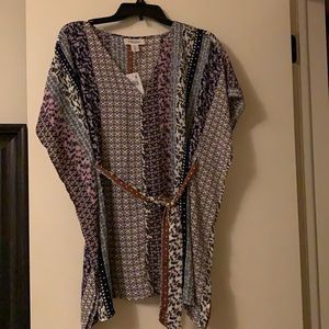 Motherhood Maternity pattern belted blouse size M, NEW